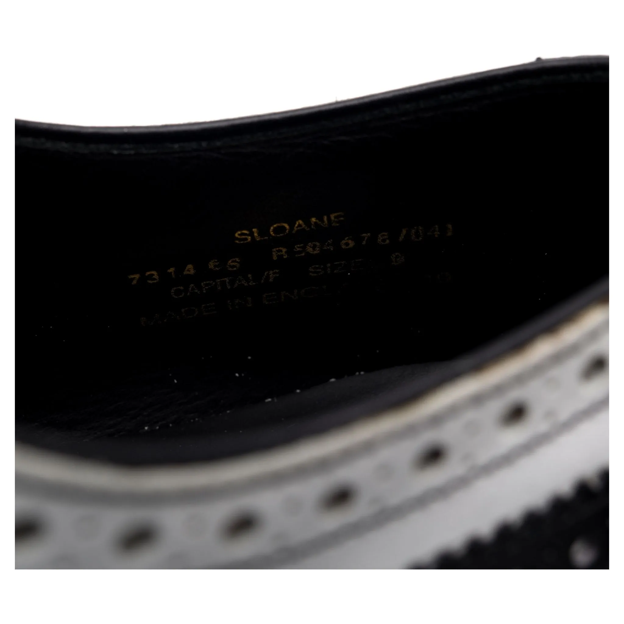 1880 'Sloane' Black and White Leather Spectator Oxford Brogues UK 9 F