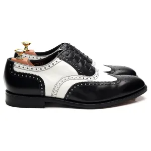 1880 'Sloane' Black and White Leather Spectator Oxford Brogues UK 9 F