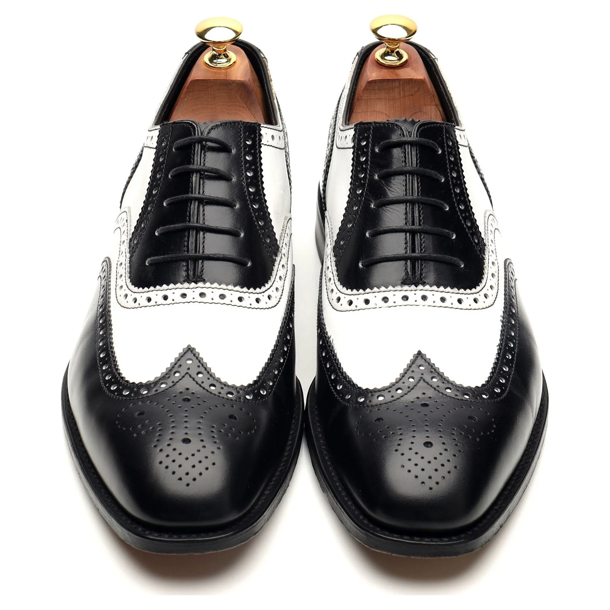 1880 'Sloane' Black and White Leather Spectator Oxford Brogues UK 9 F
