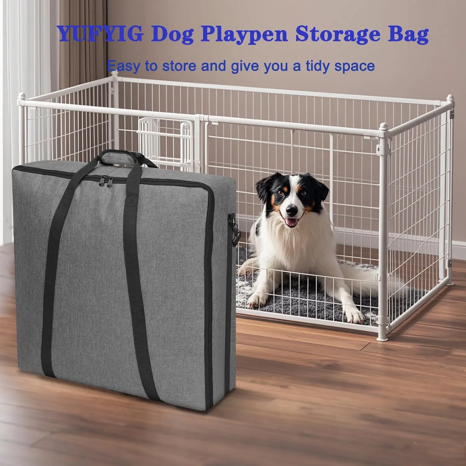 32" Dog Playpen Storage Bag, Suitable for Foldable Exercise Pet Playpens, Dog Fence Travel Bag With Handles For Camping and RV Trip, Waterproof Oxford Fabric Grey