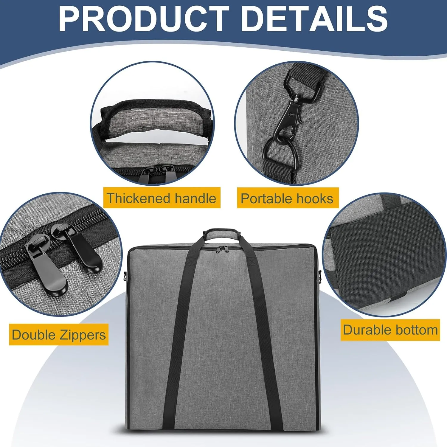 32" Dog Playpen Storage Bag, Suitable for Foldable Exercise Pet Playpens, Dog Fence Travel Bag With Handles For Camping and RV Trip, Waterproof Oxford Fabric Grey
