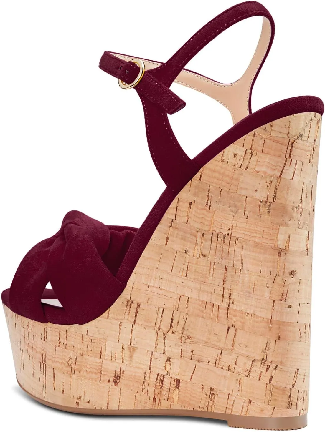 Aachcol Women Cork Wedge Sandals Platform High Heel Peep Open Toe Ankle Strap Slingback Clear Dress Shoes Classic Cute