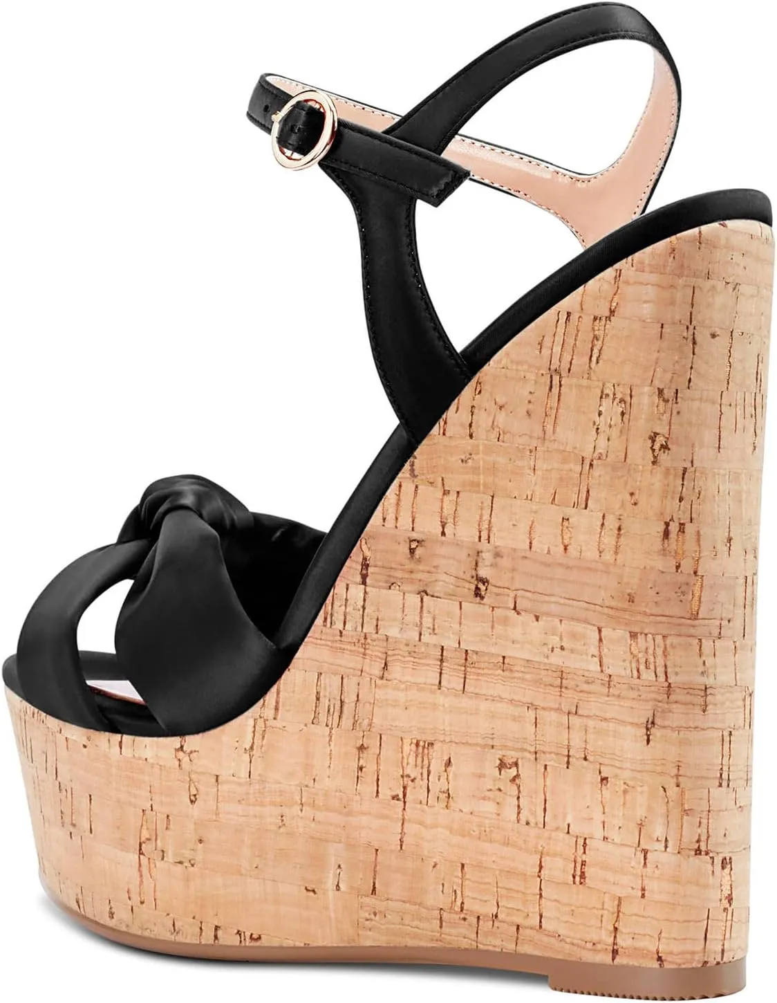 Aachcol Women Cork Wedge Sandals Platform High Heel Peep Open Toe Ankle Strap Slingback Clear Dress Shoes Classic Cute