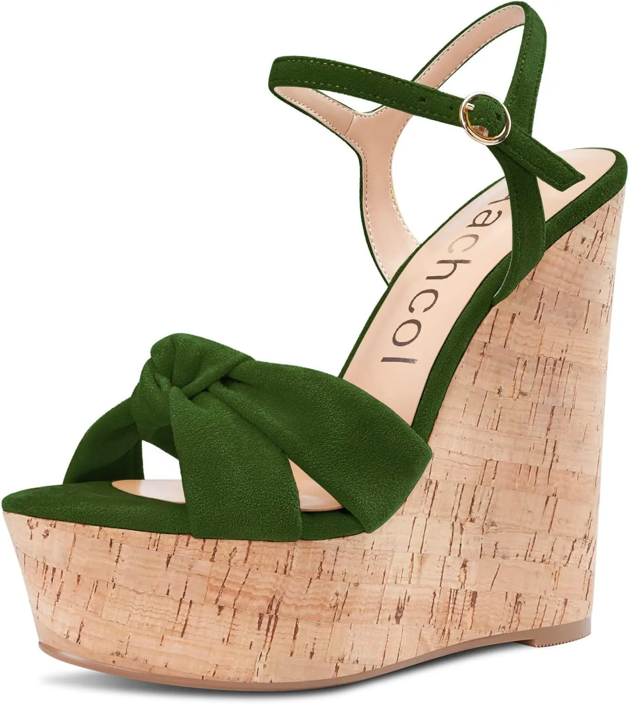 Aachcol Women Cork Wedge Sandals Platform High Heel Peep Open Toe Ankle Strap Slingback Clear Dress Shoes Classic Cute