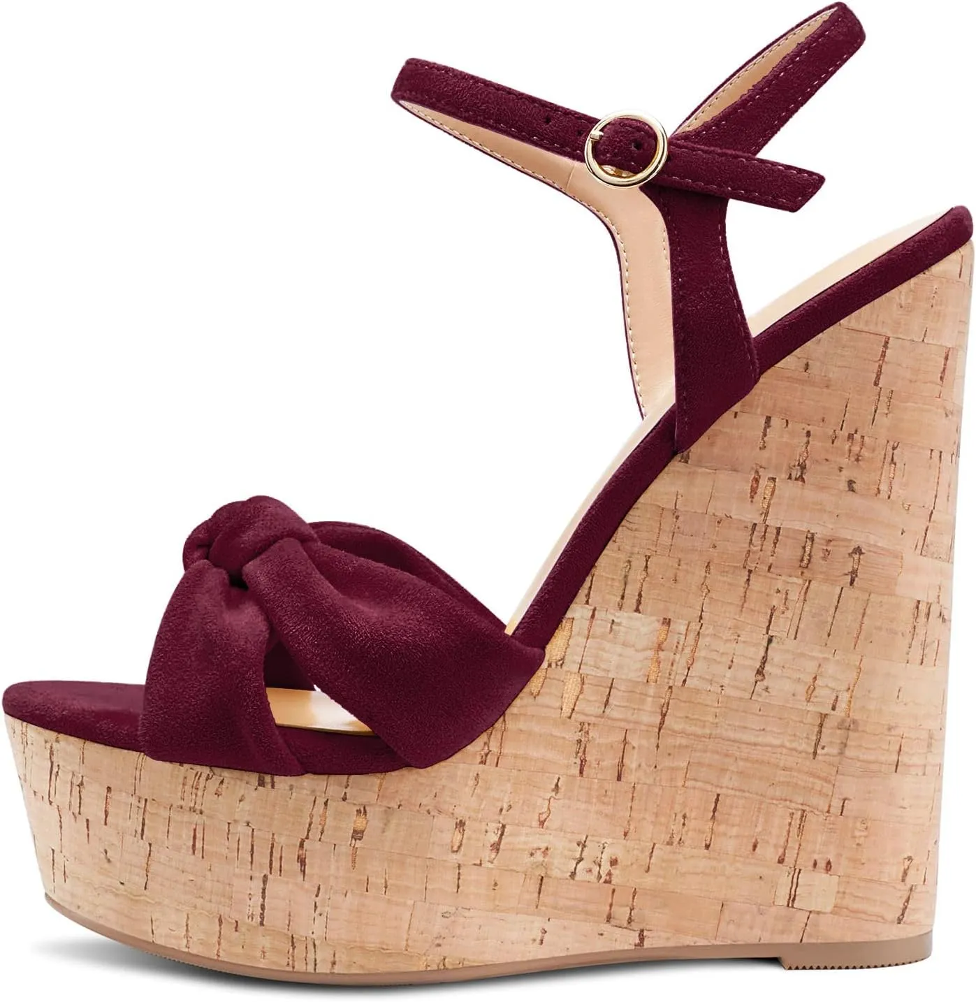 Aachcol Women Cork Wedge Sandals Platform High Heel Peep Open Toe Ankle Strap Slingback Clear Dress Shoes Classic Cute