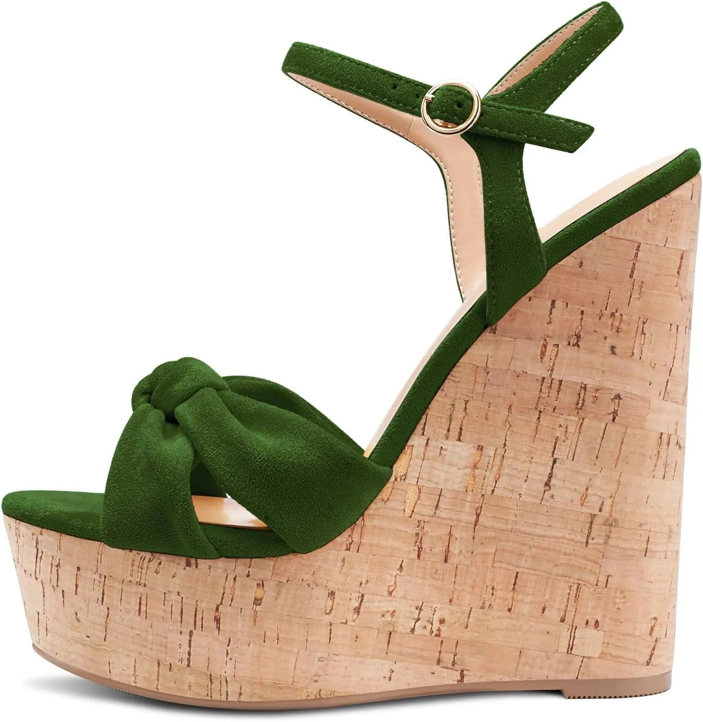 Aachcol Women Cork Wedge Sandals Platform High Heel Peep Open Toe Ankle Strap Slingback Clear Dress Shoes Classic Cute