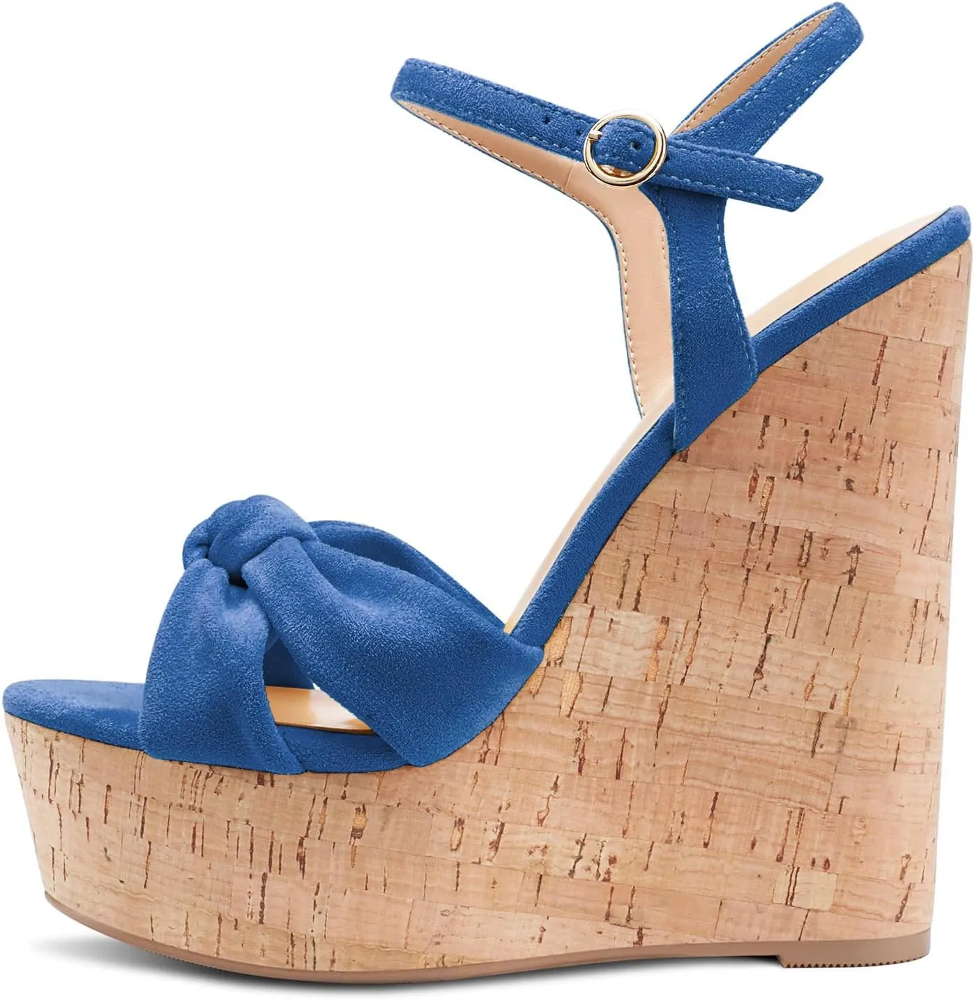 Aachcol Women Cork Wedge Sandals Platform High Heel Peep Open Toe Ankle Strap Slingback Clear Dress Shoes Classic Cute