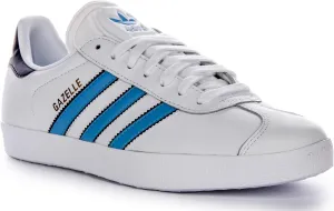 adidas Men's Gazelle Sneaker, Cloud White/Semi Blue Burst/Night Indigo, Size 12