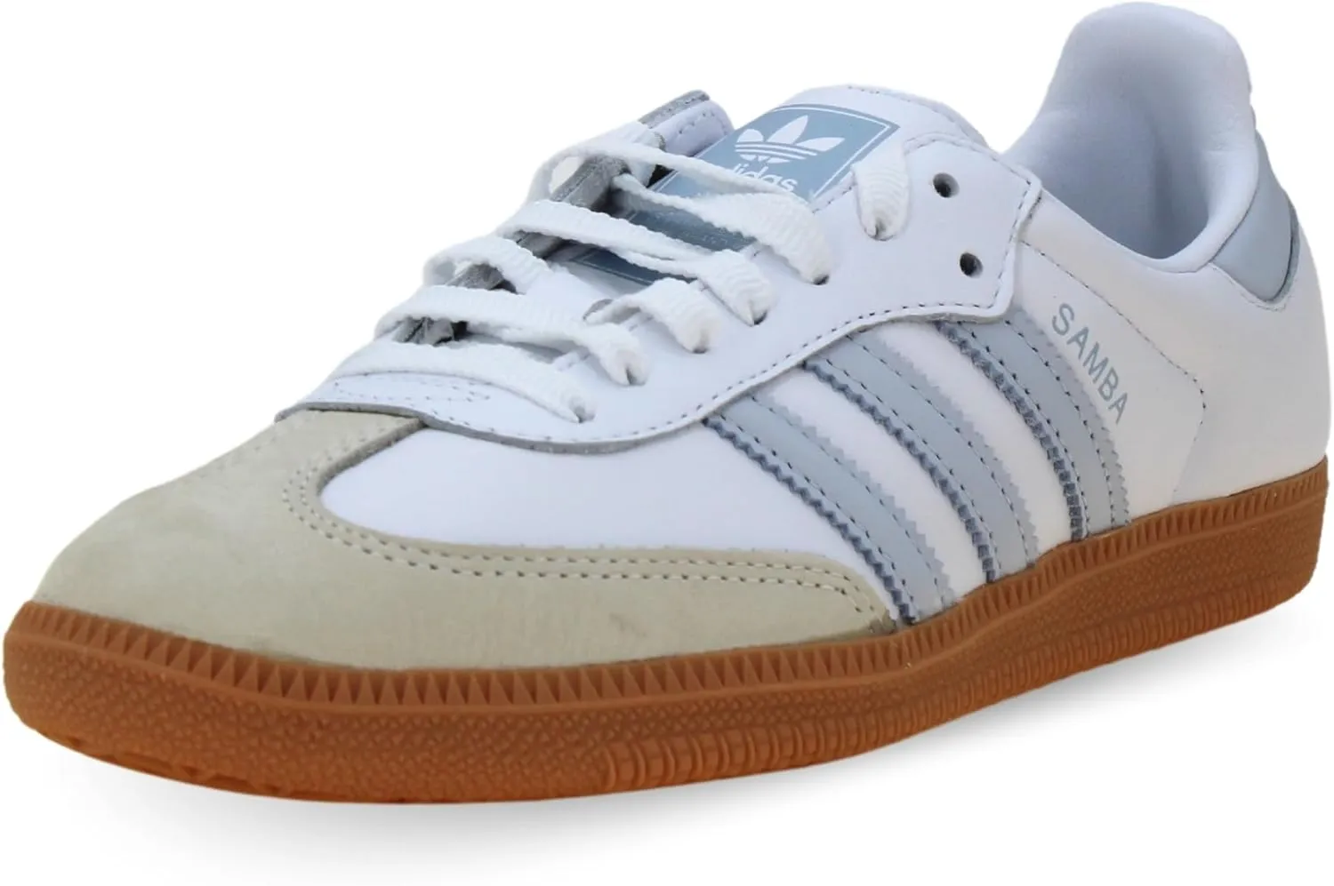 adidas Samba OG Womens Sneaker (White Halo Blue Gum, 5, IE0877)