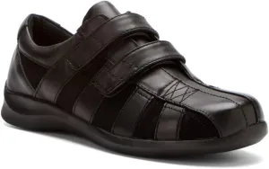 Aetrex Women's E830 Striped 2 Strap Fashion Sneaker - Black Leather/Suede 10.5 E US