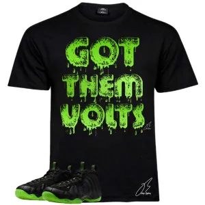 Air Foamposite Black Volt/Green Matching Shirt, Unisex Sneaker Graphic Tee, Best Gift, Birthday, Gift For Him, Holiday Gift, Got Them Volts (Black, Small)