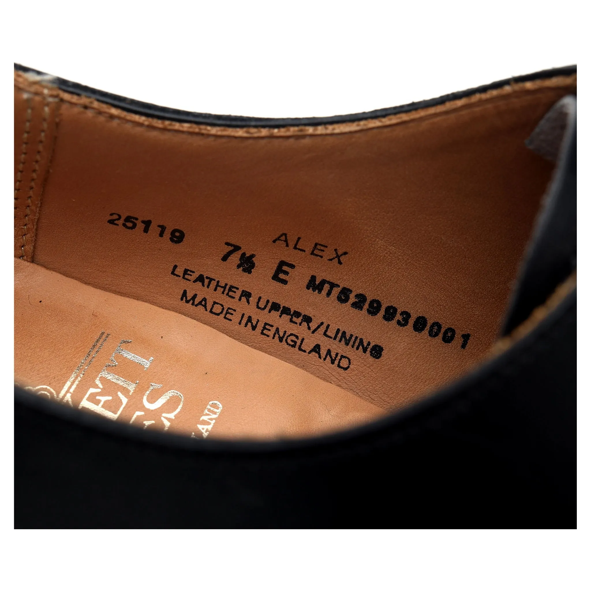 'Alex' Black Leather Wholecut Oxford UK 7.5 E