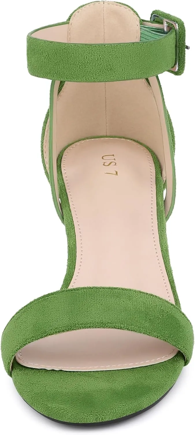 Allegra K Women's Ankle Strap Block Low Heel Sandal