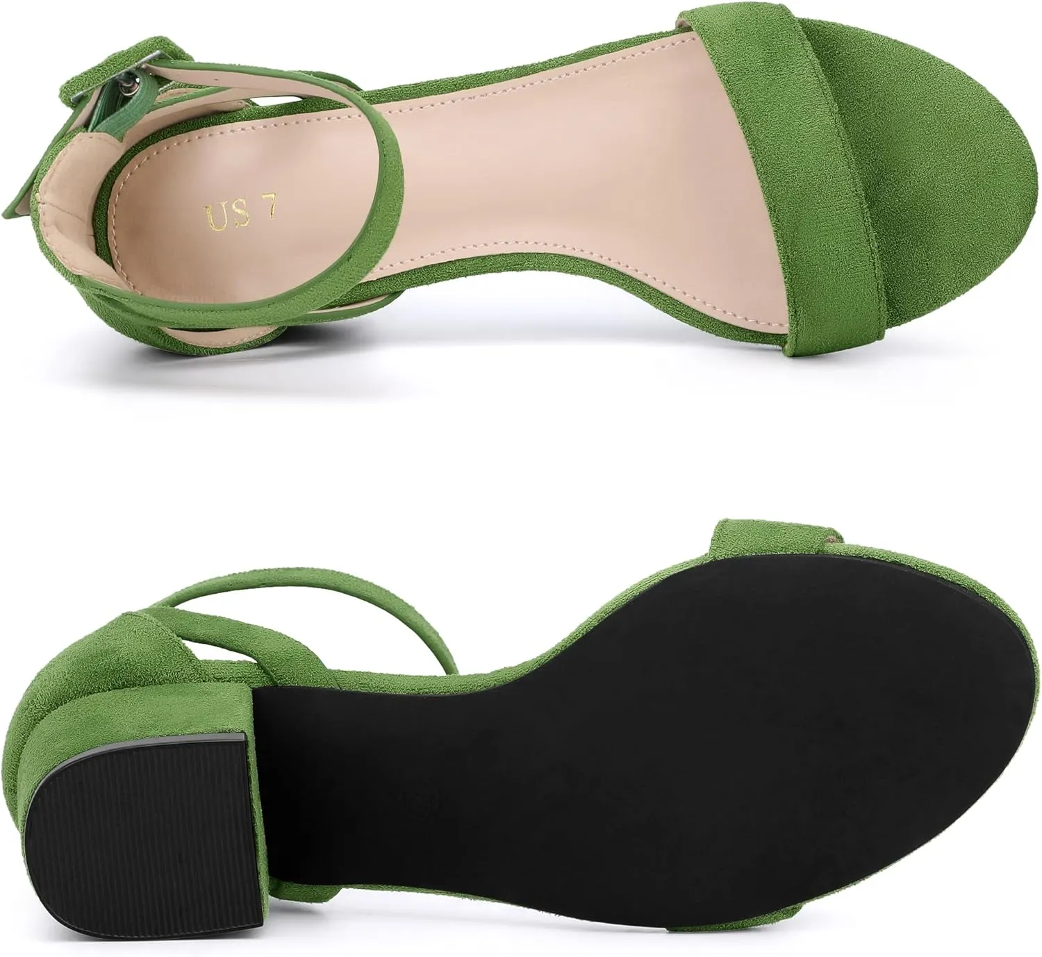 Allegra K Women's Ankle Strap Block Low Heel Sandal
