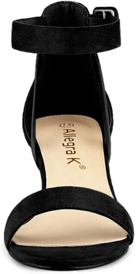 Allegra K Women's Ankle Strap Block Low Heel Sandal