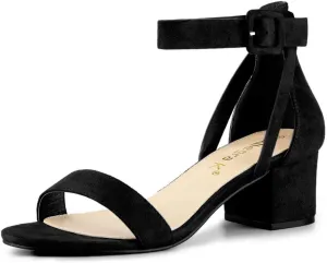 Allegra K Women's Ankle Strap Block Low Heel Sandal