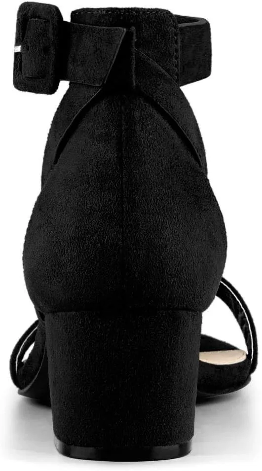 Allegra K Women's Ankle Strap Block Low Heel Sandal