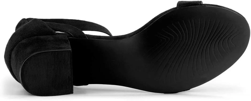 Allegra K Women's Ankle Strap Block Low Heel Sandal