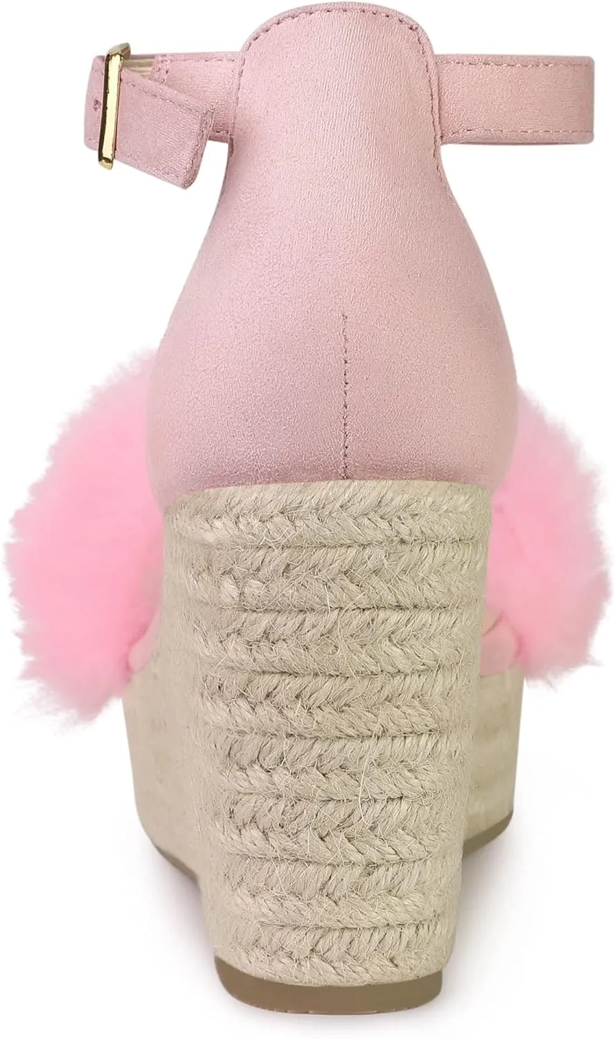 Allegra K Women's Espadrille Platform Heels Faux Fur Wedge Sandals