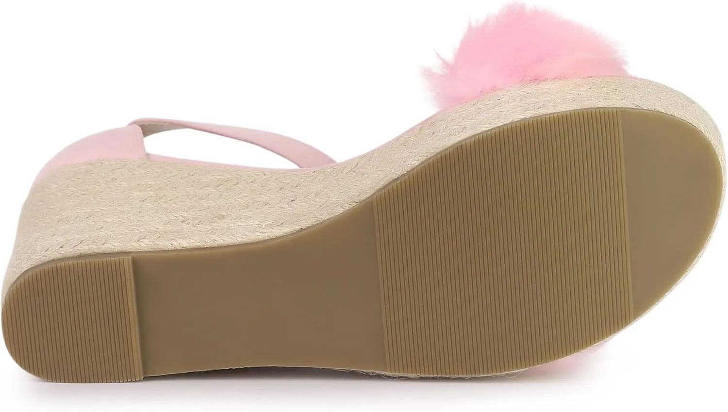 Allegra K Women's Espadrille Platform Heels Faux Fur Wedge Sandals