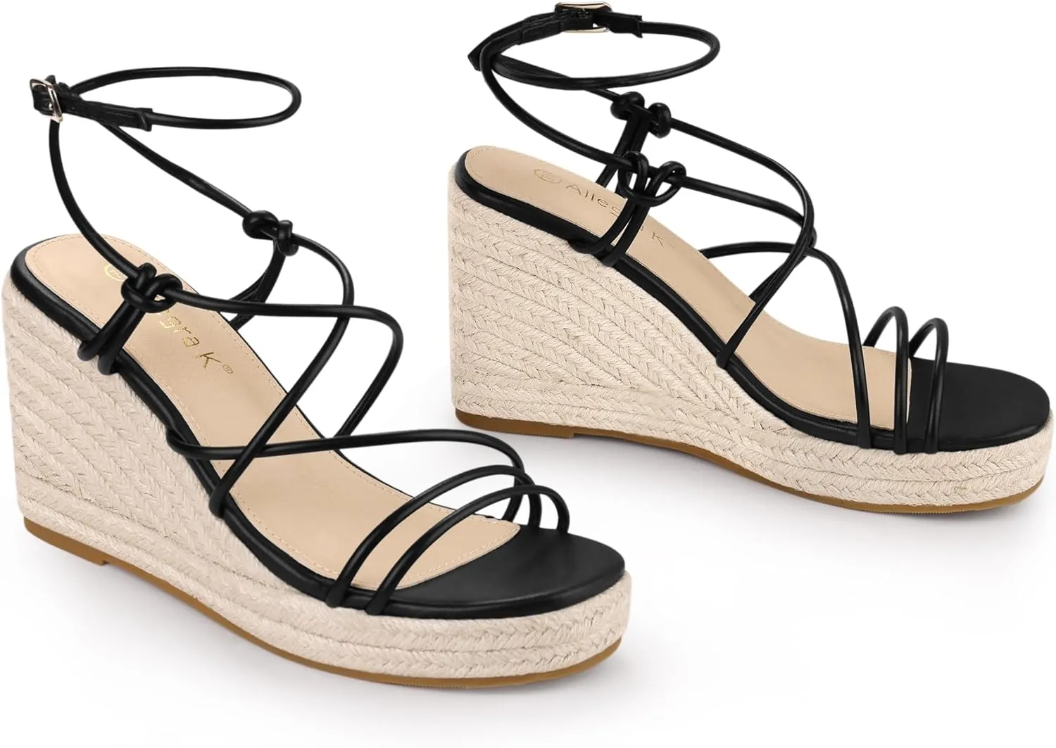 Allegra K Women's Platform Espadrille Wedge Heel Slingback Strappy Sandals