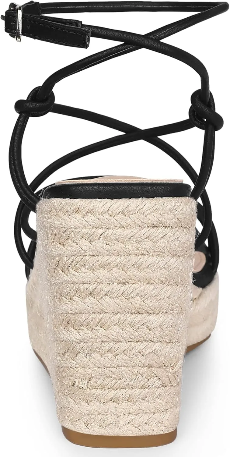 Allegra K Women's Platform Espadrille Wedge Heel Slingback Strappy Sandals