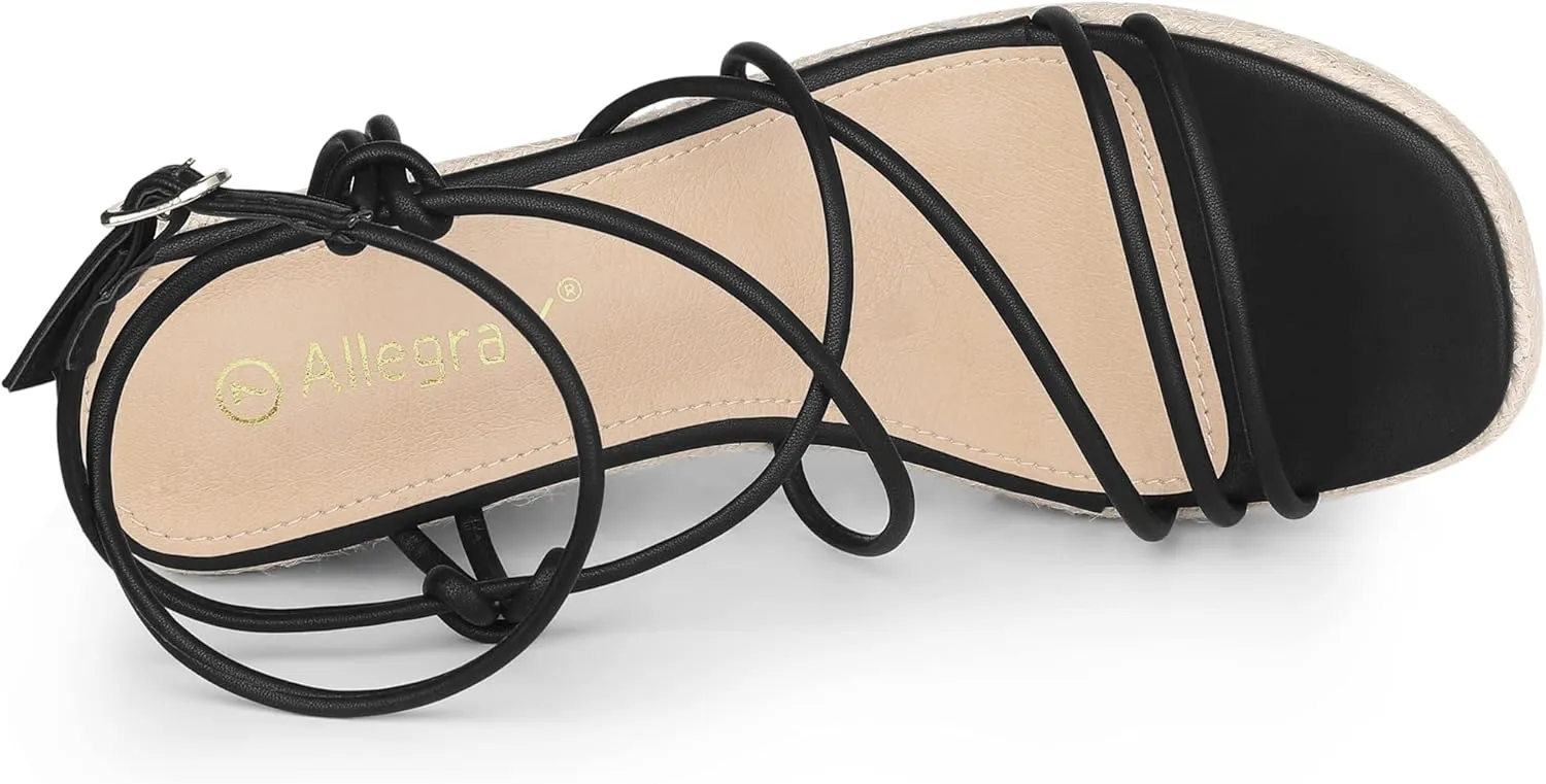 Allegra K Women's Platform Espadrille Wedge Heel Slingback Strappy Sandals