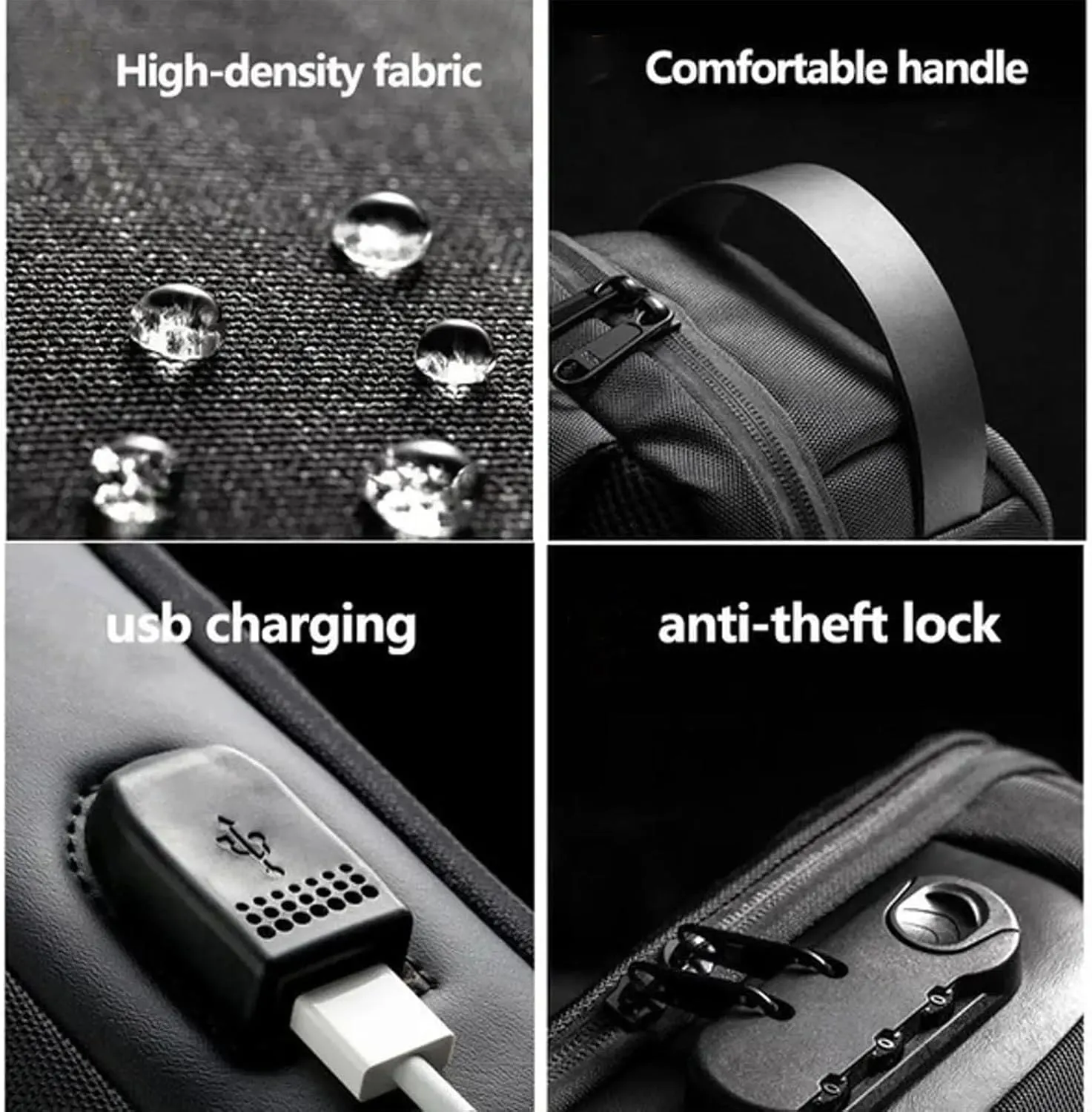 Auricz Bag, New Carbon Fiber Streamline Anti-Theft Sling Bag, Waterproof PU Leather Shoulder Bag with USB Connector