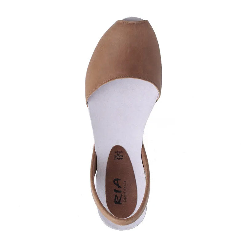 Avarcas Cork Wedge Cardona in Chestnut Tan