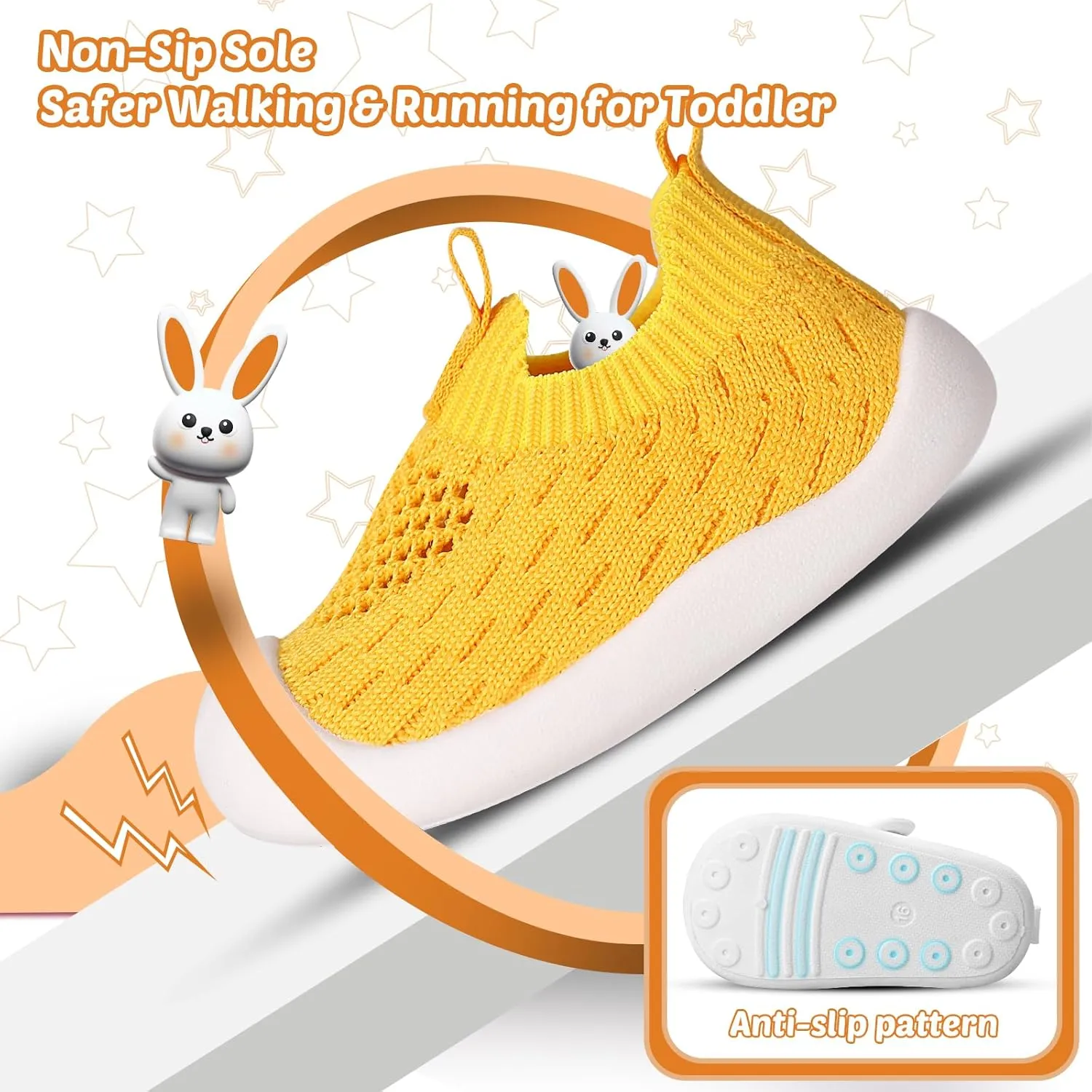 Baby Walking Shoes Toddler Girl Boy Soft Sole Breathable Cotton Canvas Shoes Infant Lightweight Non-Slip Safer Slip-on First Walkers Shoes Casual Tennis Wide Sneakers Rubber Soles Running Outdoor