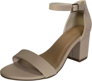 BAMBOO Women's Block Heel Sandal with Ankle Strap