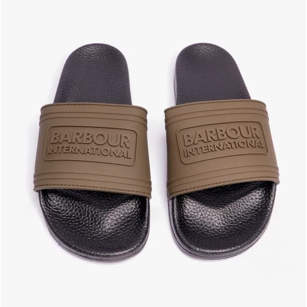 Barbour INTERNATIONAL Mens Logo Slider Olive