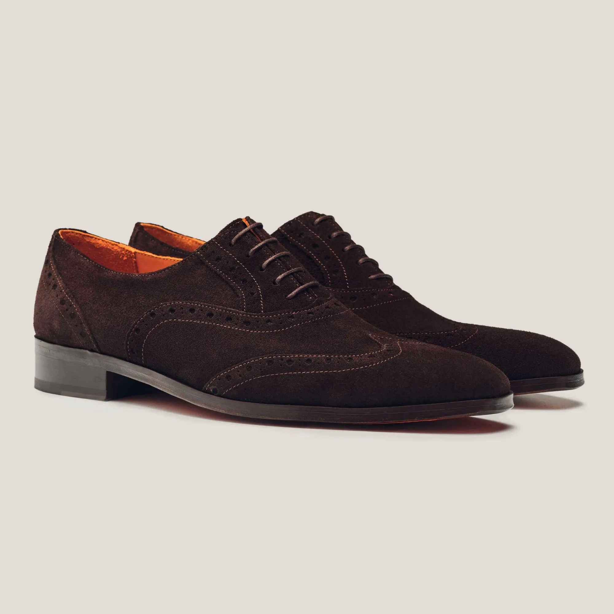 Basel - Dark Brown Suede - Brogue Shoes