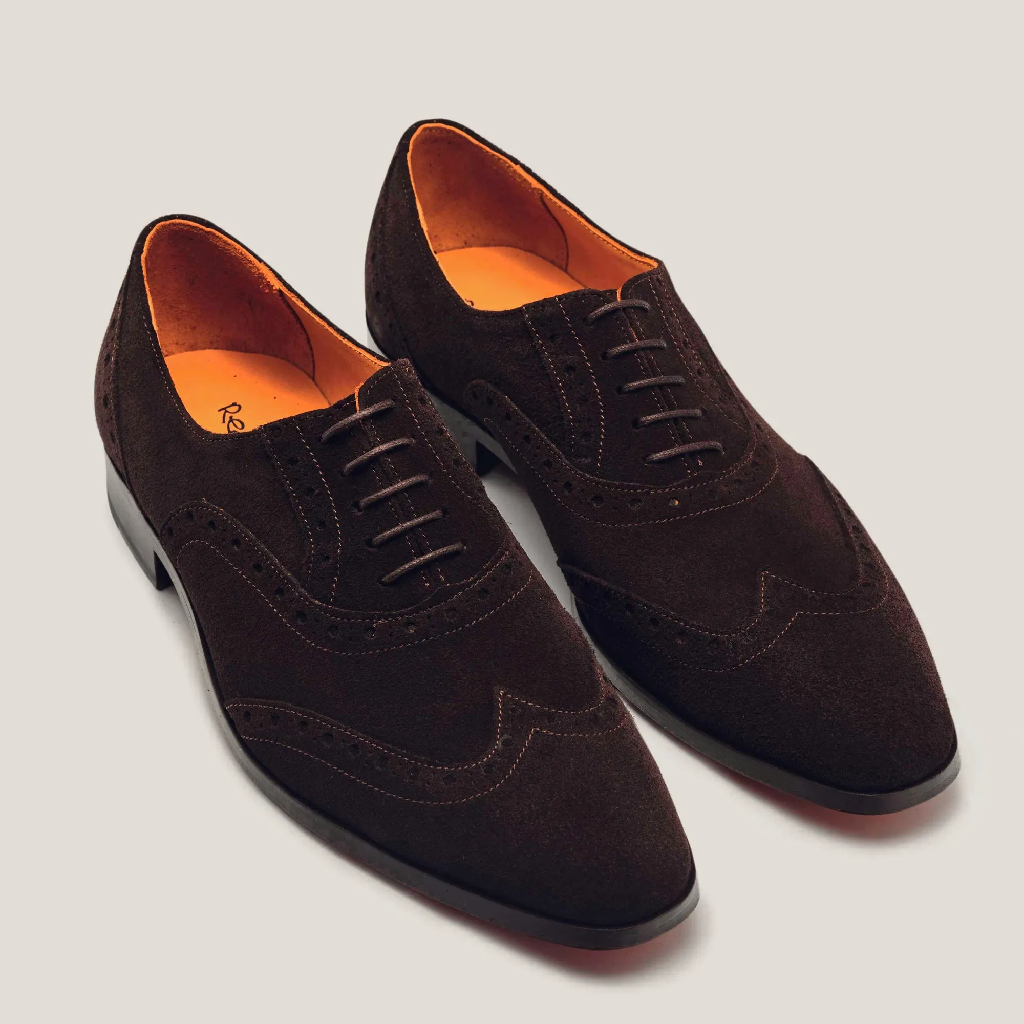 Basel - Dark Brown Suede - Brogue Shoes