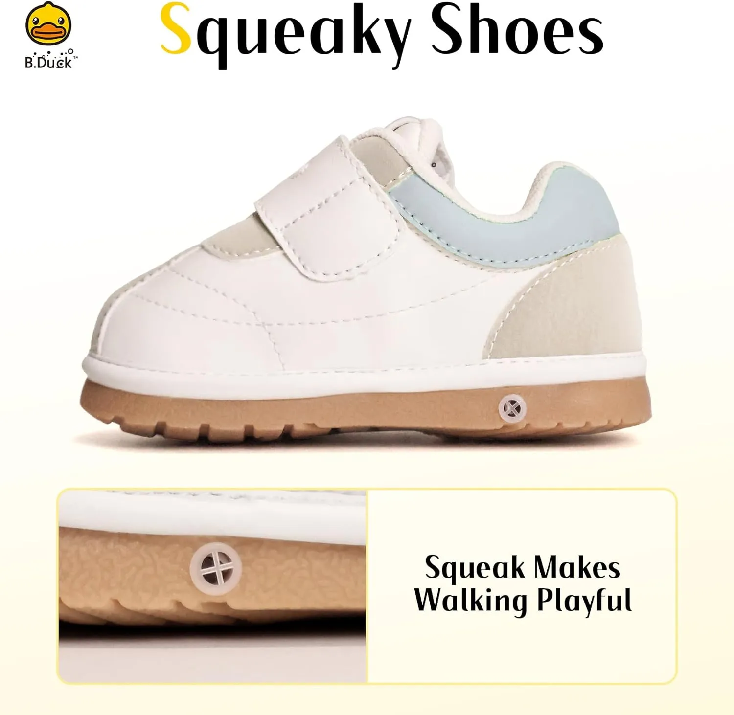 B.Duck Squeaky Shoes [Toddler 4-Toddler 7] Toddler Shoes for Girl and Boy Kids Shoe First Walker Soft-Bottom Toddler Shoes Toddler Sneakers
