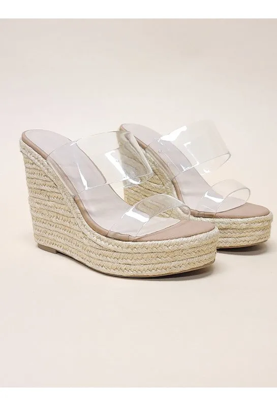 Big Fan Clear Wedge Heel