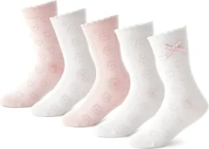 BISOUSOX Girls Socks 6-8 Years Old White Ruffle Cute Ankle Crew Frilly Ruffled Kids School Dress Socks for Girls 8-10 12