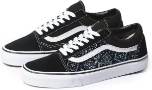 Black Old Skool x Black Bandana Pattern Custom Handmade Shoes By Patch Collection