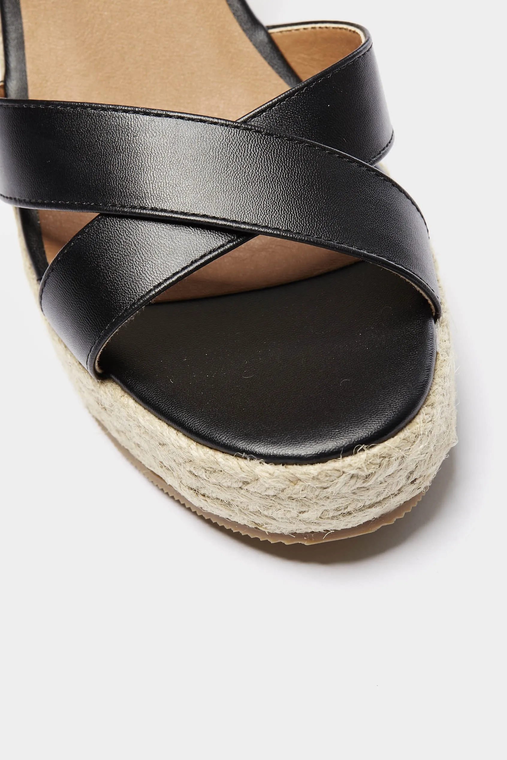 Black X Strap Espadrille Wedge