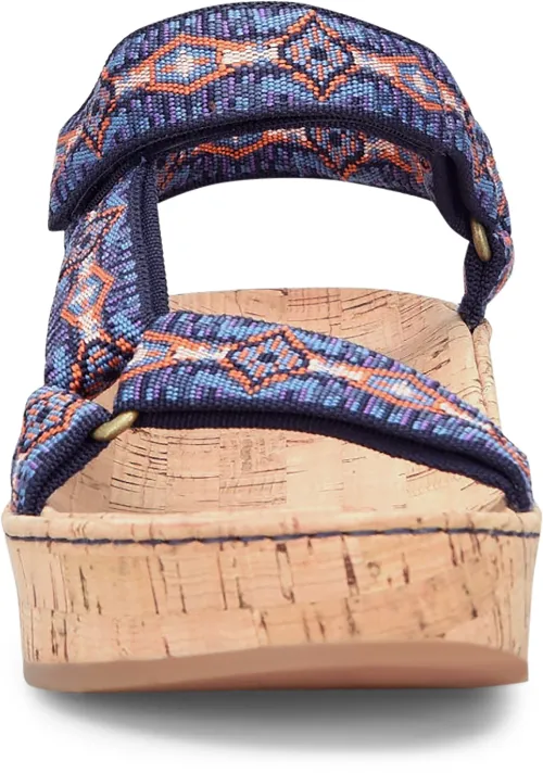 Born Navy Sirena Women's Cork Wrapped Wedge Platfrom Sandals BR0035474