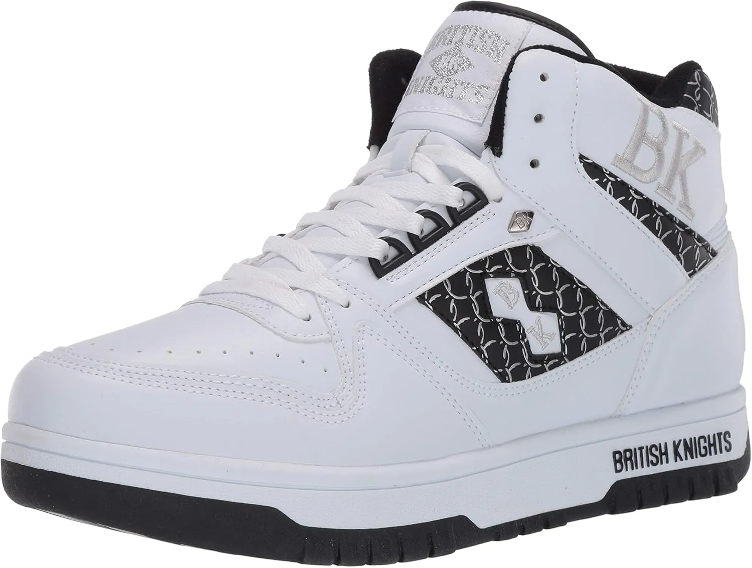 British Knights mens Kings Sl Sneaker, White/Black/Silver, 9.5 US