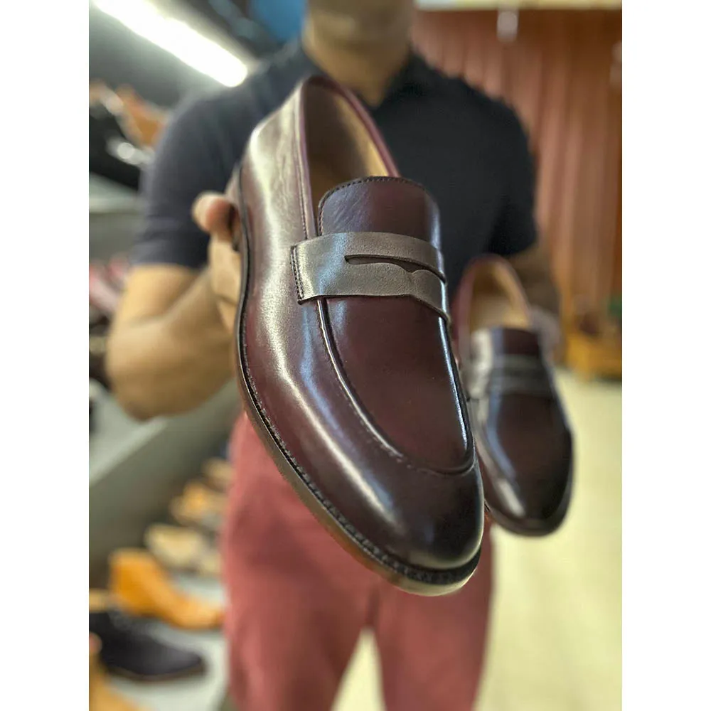 Burgundy   Grey 2 Tone Classic Penny Loafers