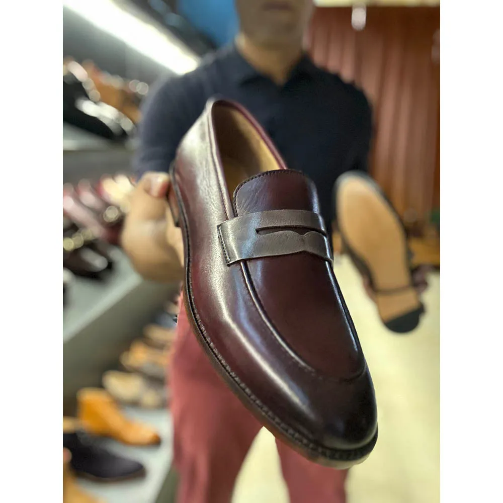 Burgundy   Grey 2 Tone Classic Penny Loafers