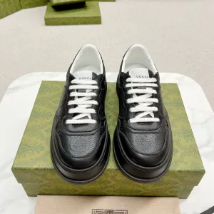 CALFSKIN EMBOSSED TRAINER Most popular GG Simple Gucci BLACK