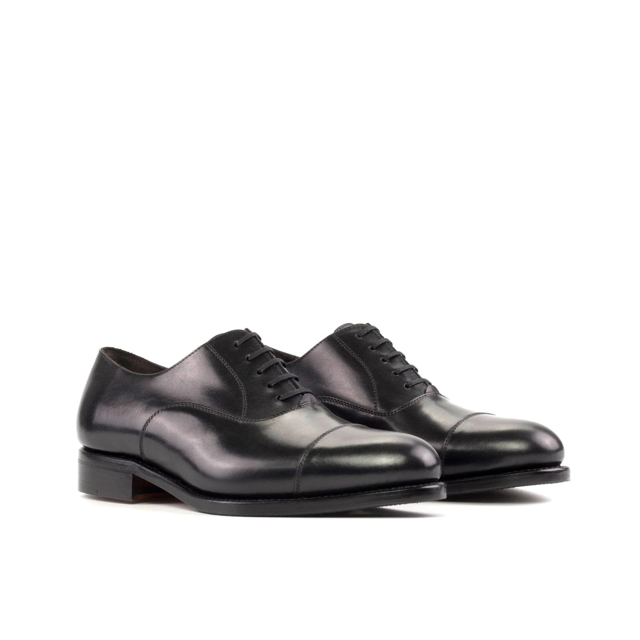 Cap Toe Oxford in Black Box Calf