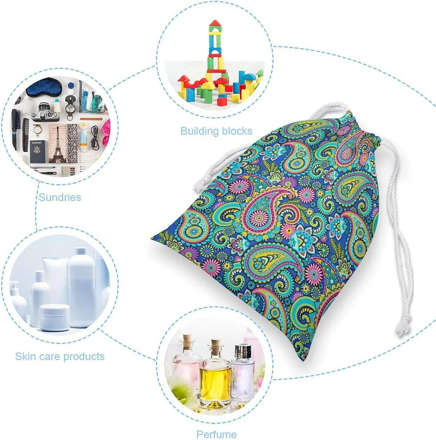 Cartoon Mushrooms Portable Large Capacity Canvas Drawstring Storage Bag