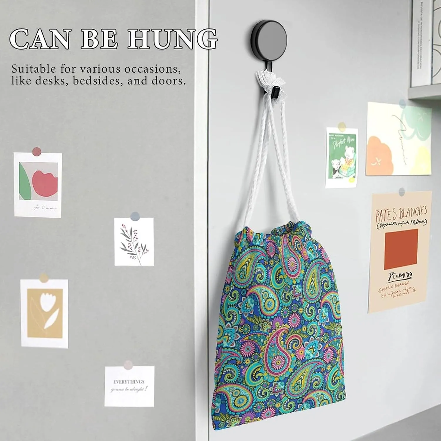 Cartoon Mushrooms Portable Large Capacity Canvas Drawstring Storage Bag