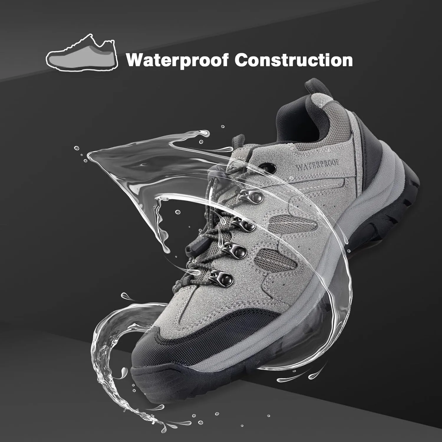 CC-Los Mens Waterproof Hiking Shoes Lightweight Breathable Walking Trekking Sneakers Size 7-13