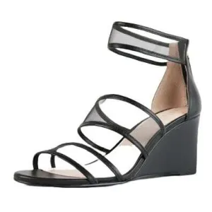 Cecelia Zip Strappy York Strap New Wedge Ankle Heel Sandal Sandals Great deal Dorothy Clear IoT-powered