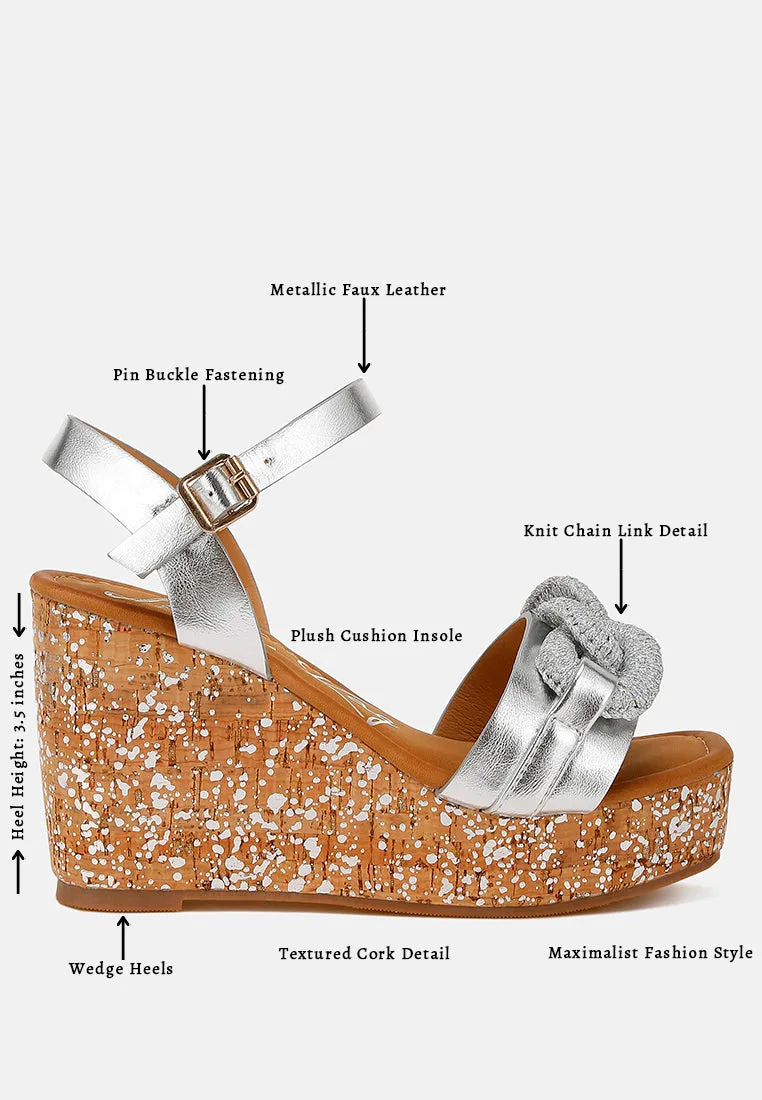 Chain Link Detail Wedge Sandals in RUW